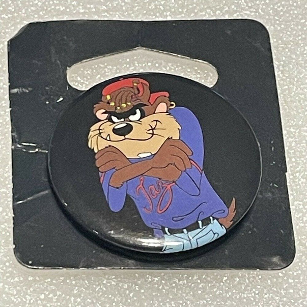 Vtg 1993 Taz Tasmanian Devil Promo Movie Pin Back Button Badge Looney Tunes